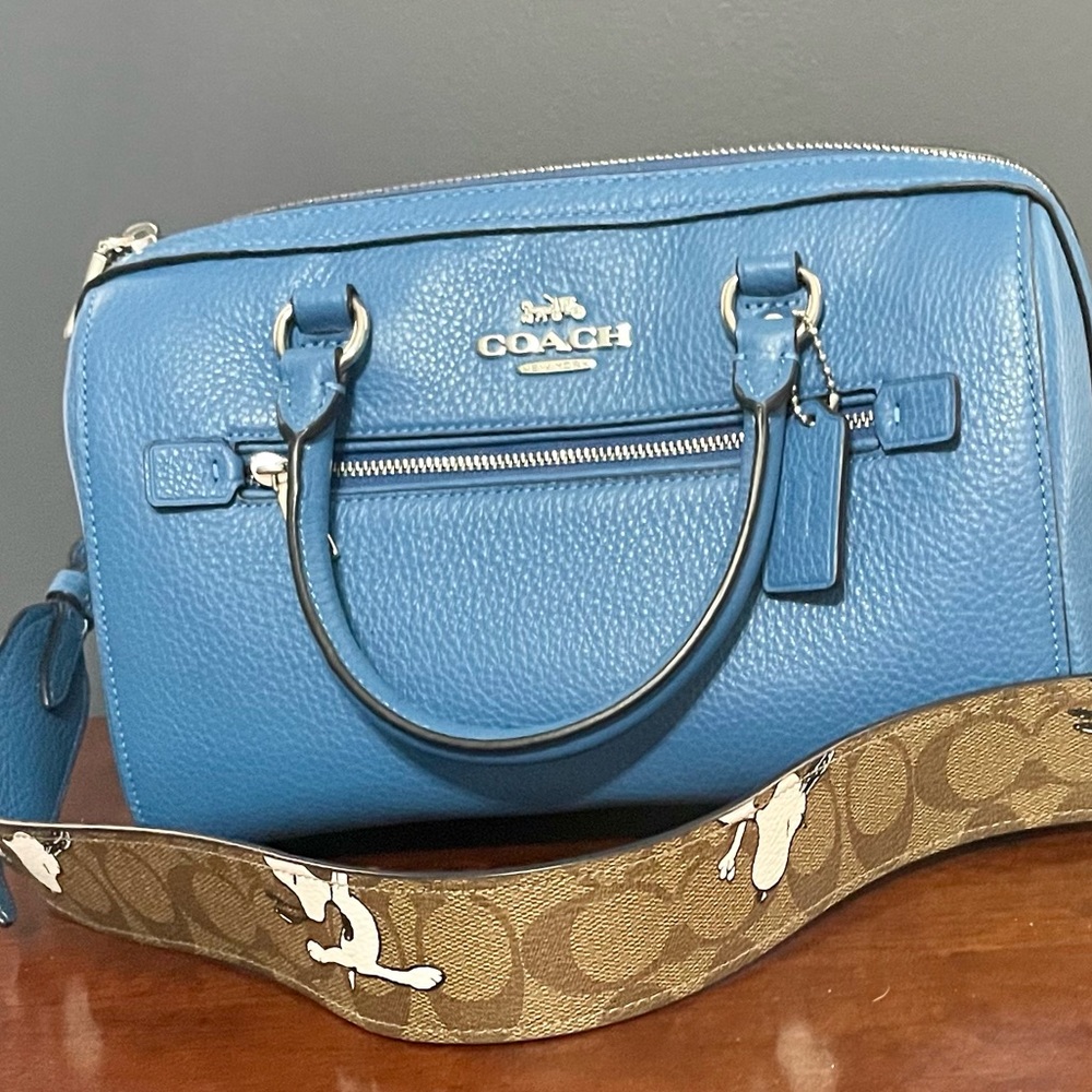 Coach X Peanuts Rowan Satchel With Snoopy Print Strap NWOT